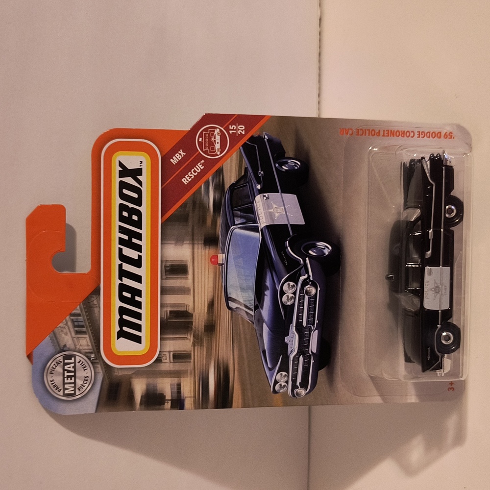 D2 Matchbox 59 Dodge Coronet police with shipping protector